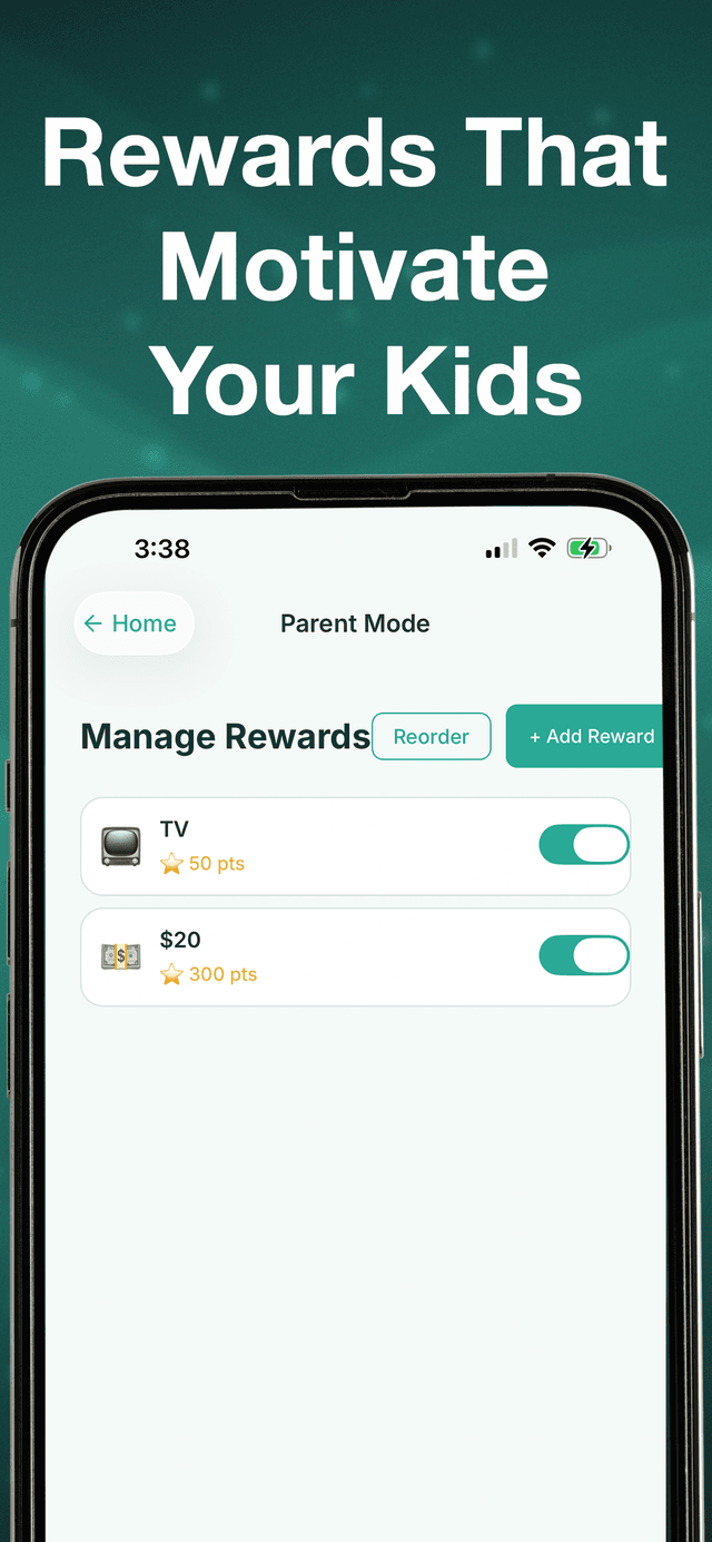 Chores Hero iPhone app — create and manage custom rewards for your children